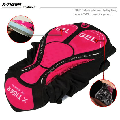 X-TIGER Women Cycling Shorts 3D Gel Padded Shockproof MTB Mountian Bicycle Shorts Road Racing Bike Shorts Summer Outfit Clothes