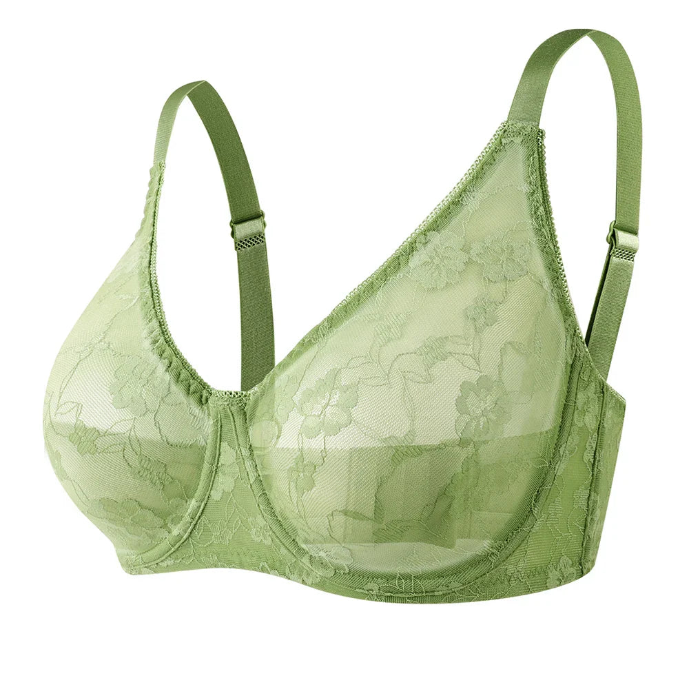Sexy Womens Bras Lace Sheer Brassiere Plus Size Bra Female Underwire Underwear Lingerie BH Tops B C D E F Cup
