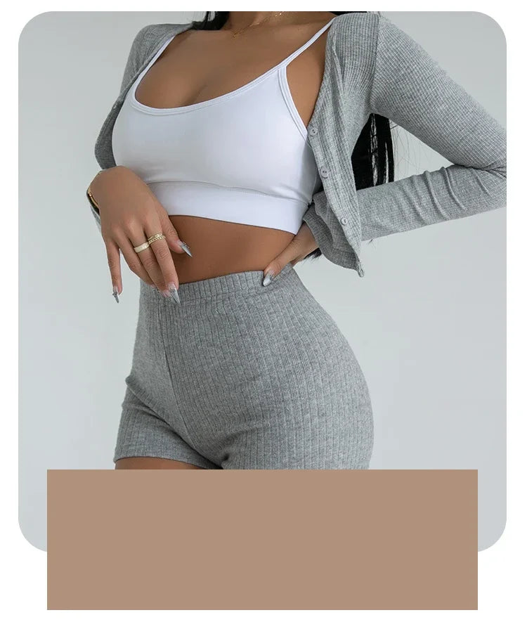 HELIAR Women High Waist A-line Shorts Thin Knit Sports Shorts For Women Casual Running Slim Bodycon Trousers 2025 Spring Summer