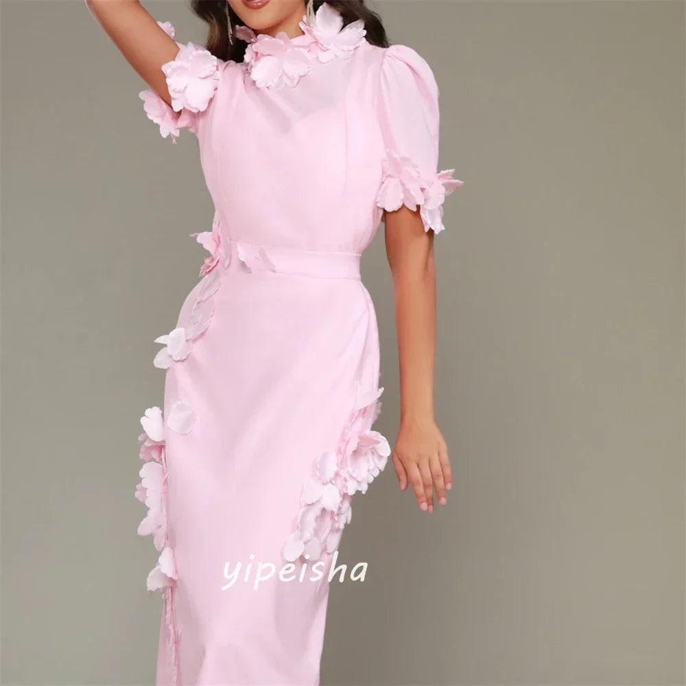 Customized Classic Modern Style Formal Evening High Collar Straight Flowers Bespoke Occasion Dresses 2025
