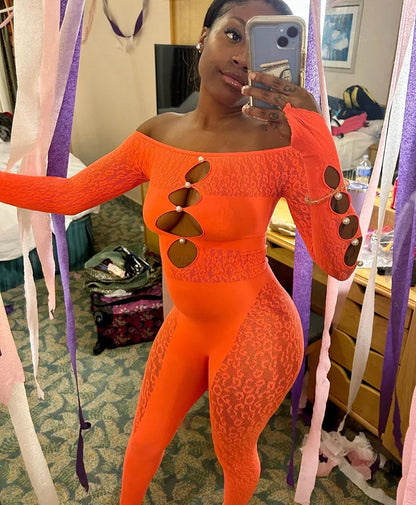 Viral Cheetah Bodysuit Pearl Embellished Mesh Lingerie Seductive Jacquard Catsuit for Women Flirtatious See Through Outfit