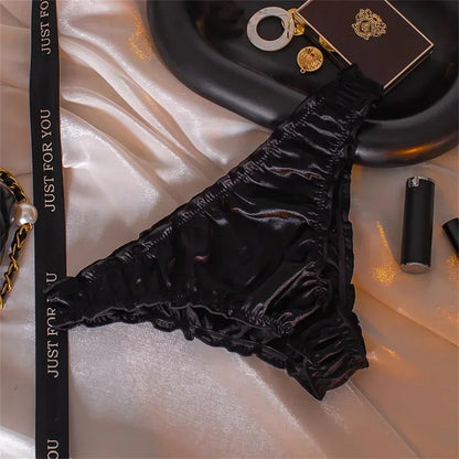 Sexy Ruffles Satin Panties Women Plus Size Breathable Soft Underwear Fashion Ladies Comfortable Briefs