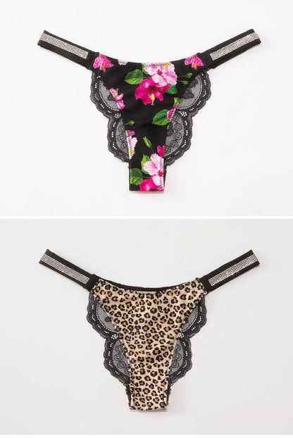 Fashion Sparkling Rhinestone Lace Thong Women's Low Waist Sexy Women's Underwear Women's Thong Clearance items,limited quantity,