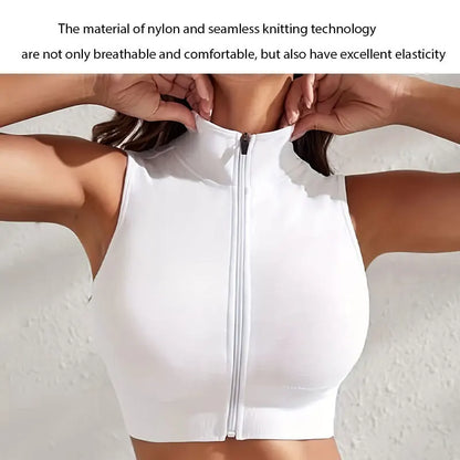 Women's 2-piece Set Close-fitting Breathable Sexy Yoga Zipper Exercise Fitness Vest Top