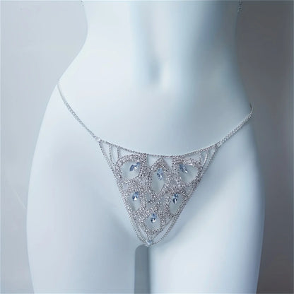 Luxury Leaf Rhinestone Body Jewelry sexy Thong Panties for Women Crystal Body Belly Waist Chain Accessories Valentine's Day gift