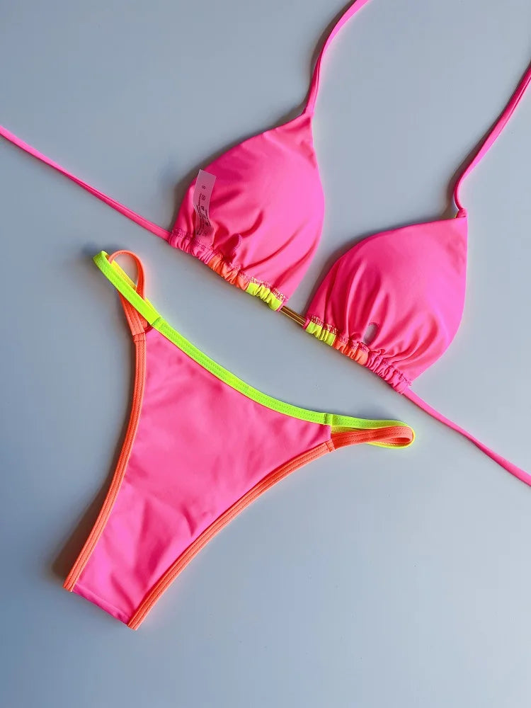 RUOTONGSEPT 2023 Sexy Spliced Swimsuit Women Swimwear Tiger Stripe Print Micro Bikini Set Brazilian Biquinis Beach Bathing Suit