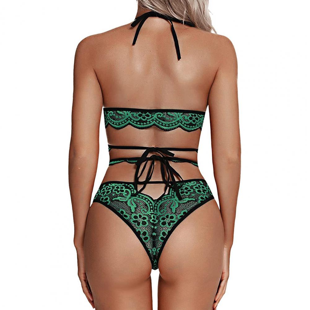 Sexy Lingerie For Woman Push Up 2-piece Bra Set New Lace Floral Cross Straps Lingerie Sets Transparent Underwear Set Women