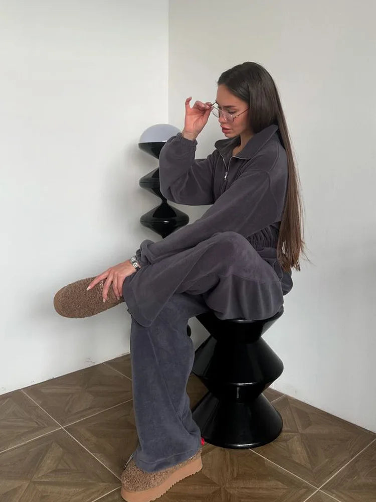 Zekye Woman Clothing New Fashion Long-sleeved Jumpsuit Women's Casual Semi-open Elastic Waist Jumpsuit Elegant Woman Jumpsuit