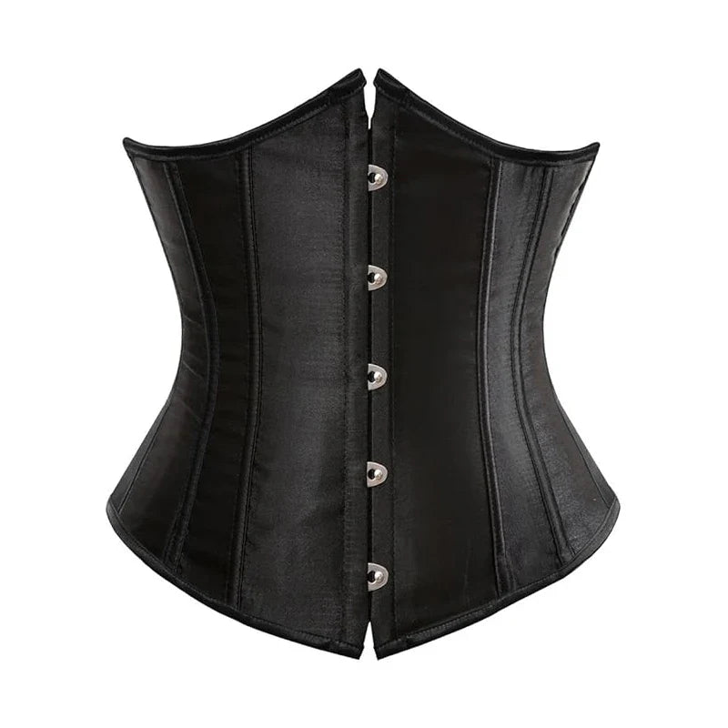 BurVogue Women's Satin Underbust Corset Bustier Waist Training Cincher Plus Size Sexy Lace Up Bustiers & Corsets
