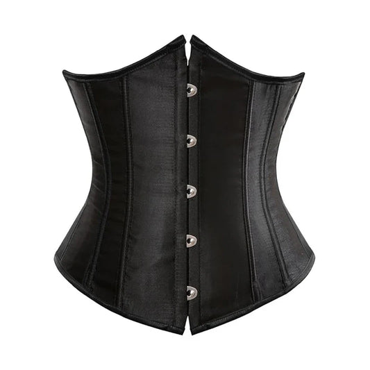 BurVogue Women's Satin Underbust Corset Bustier Waist Training Cincher Plus Size Sexy Lace Up Bustiers & Corsets
