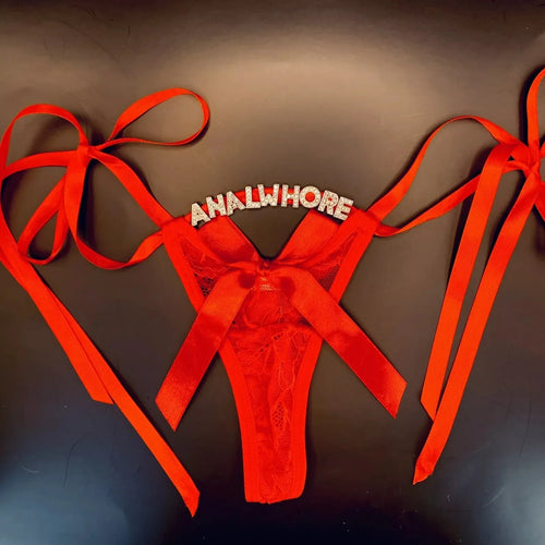 Custom Name Thongs Name Underwear Sexy Lace Red Panties Personalized G-Strings Lingerie Underwear Daddy Thongs Hotwife Gifts