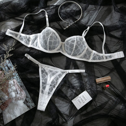 Krasapt New Arrival Ultra-thin Mesh See-through Plaid Bra And G-string Sexy Lingerie Sets Fancy Intimate Erotic set Onlyfans Kit