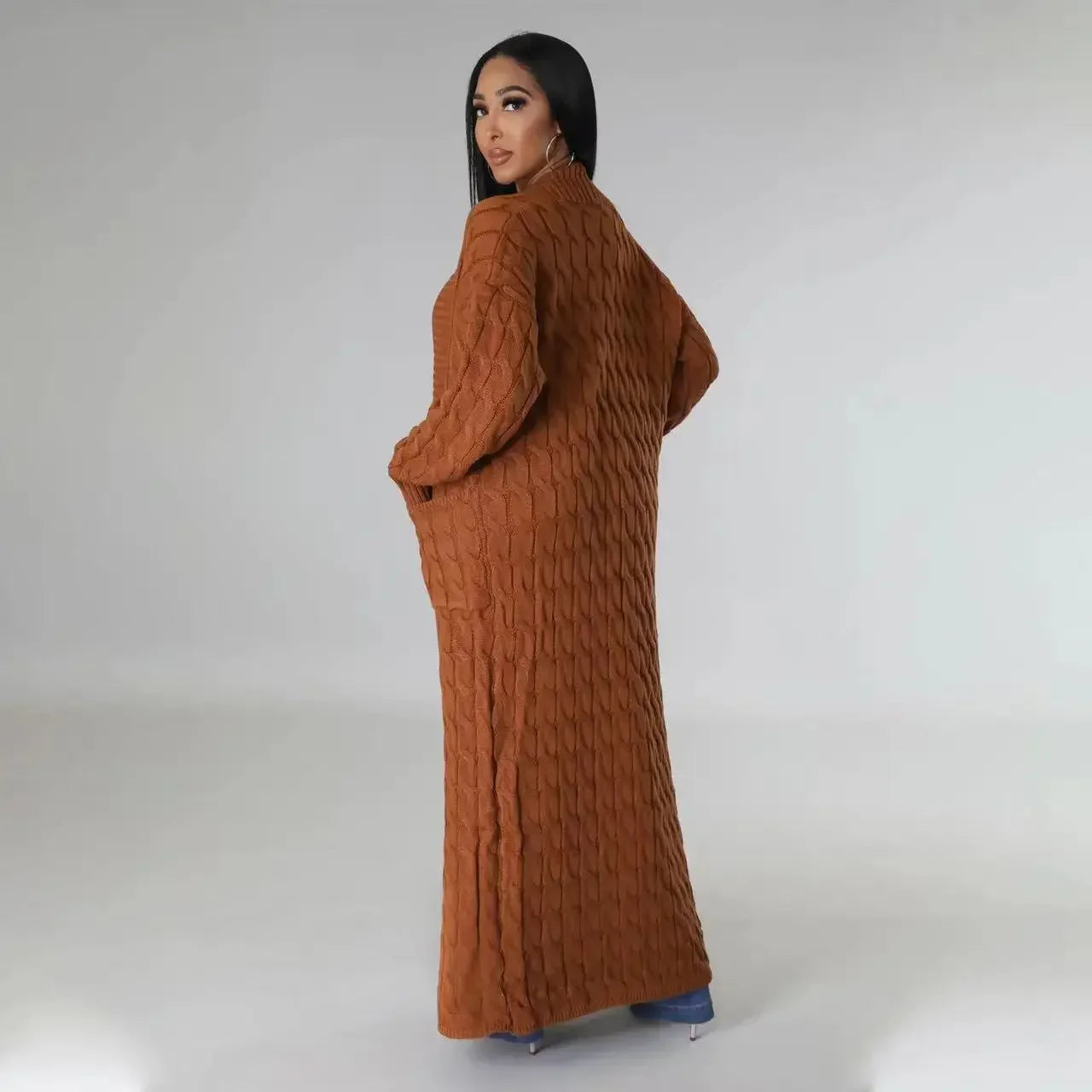 2024 New Women's Fashionable Cardigan Sweater Casual Long Sleeve Solid Color Jacket Autumn/Winter Amazon Europe Style