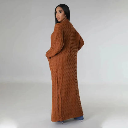 2024 New Women's Fashionable Cardigan Sweater Casual Long Sleeve Solid Color Jacket Autumn/Winter Amazon Europe Style