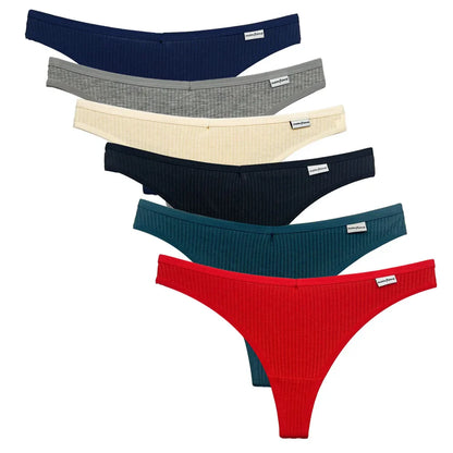5 PCS/Set Cotton Thong Women Underwear Sexy Lace Panties Female Underpants Solid Color Panties Lingerie Low-Rise G-string
