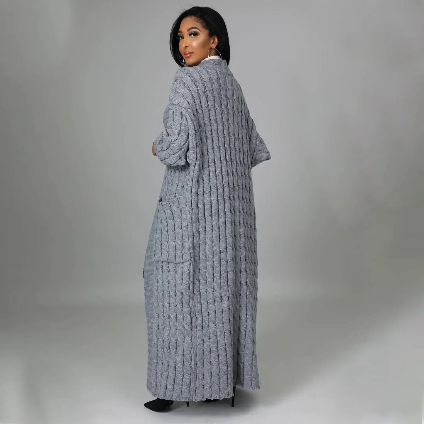 2024 New Women's Fashionable Cardigan Sweater Casual Long Sleeve Solid Color Jacket Autumn/Winter Amazon Europe Style