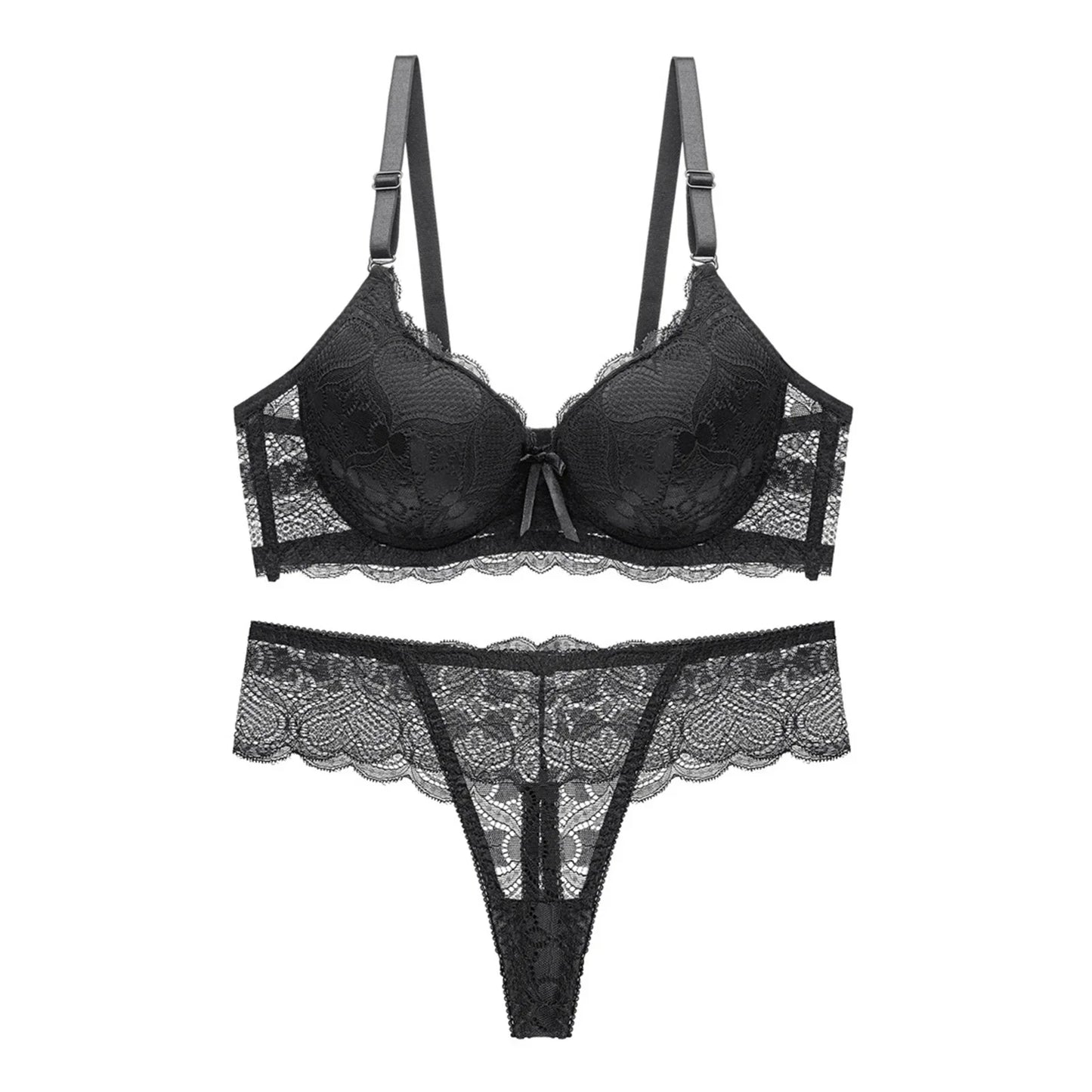 Women s Floral Lace Lingerie Set Sheer Mesh Seductive Babydoll Push up Bra and Panty 2 Pcs Set with Garter Belt
