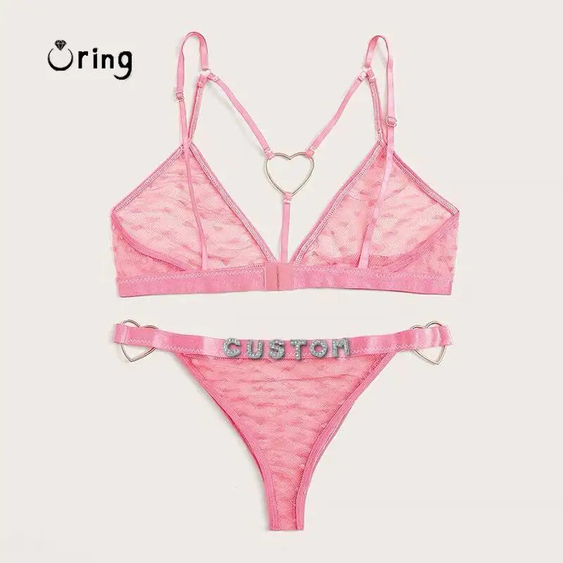 Custom Thong with Name Bikini Sets For Women Fashion Letters Customized Personalised Heart Swimwear Pool Party Body Jewelry