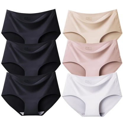 BZEL 6PCS/Set Women's Panties Seamless Female Underwear Plus Size Cozy Briefs Breathable Silk Satin Lingerie Hot Sale Underpants