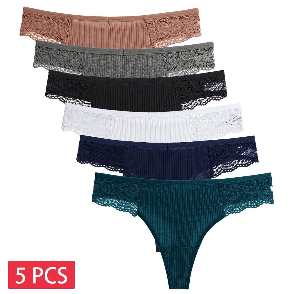 5 PCS/Set Cotton Panties G-String Women Panties Sexy Underwear Female Lingerie Thong For Woman Solid Color Intimate Pantys