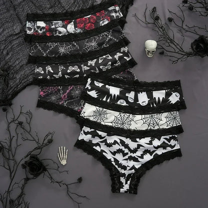 2Pc Set Lingerie Woman Sexy Underwear Lace Female Underwear Ghost Bat Butterfly Gothic Style Breathable Panties For Women