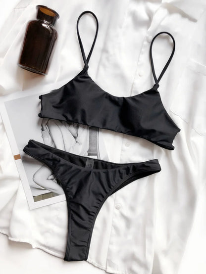 2025 Women Bikini Set Striped Split Swimsuit Low Waist Swimwear Women Biquini 2-Pieces Bathers Brazilian Swimming Suits