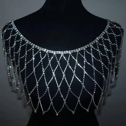 Fashion Sexy Mesh Crystal Bra Chain Jewelry Exquisite Luxury Banquet Party Rhinestone Chest Chain Body Jewelry Accessories