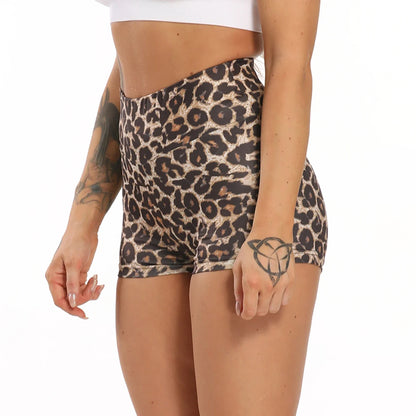 Sexy Booty Shorts Women Quick Drying Push Up Femme Shorts High Waist Workout Gym Shorts Stripe Leopard Fitness Running Shorts