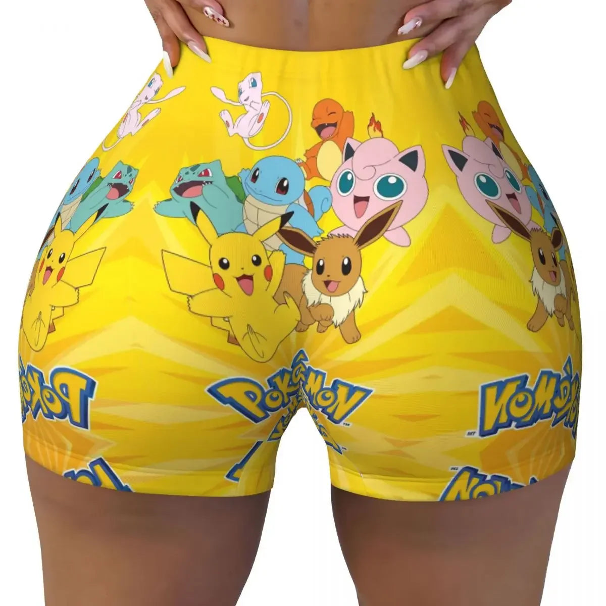 Custom Pikachus Women's Workout Yoga Shorts Athletic Gym Running Volleyball Shorts