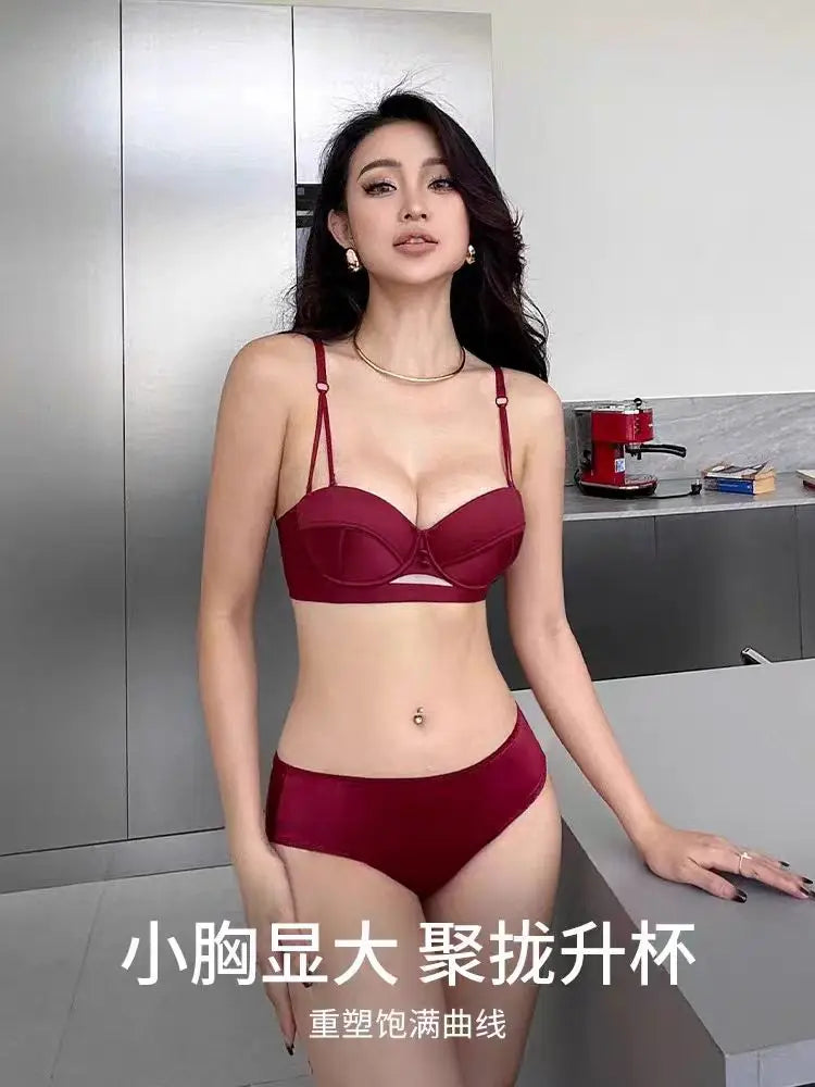 Japanese Anime Bra Set Victoria's Style Style Half Cup Minimiser & Knickers | Push Up for Small Chest Retro Lingerie Bride Gift