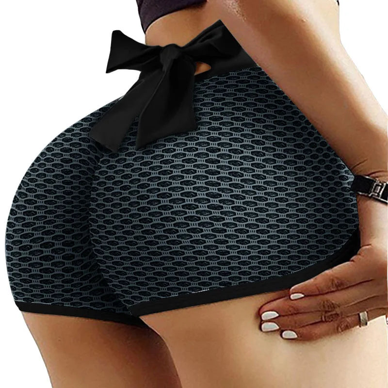 Nadanbao Sexy Checkered High Waist Peach Hip Yoga Pants Honeycomb Fitness Shorts Back Waist Bow Three-Point Yoga Shorts 2025