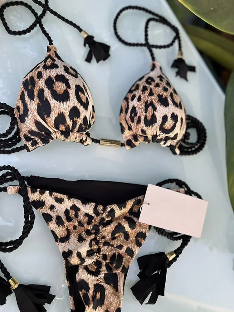 Sexy Swimsuit Women Triangle Bikinis Set Thong Bandage Swimsuits Solid Color bathing suit  Two Piece String Swimear Beach Wear