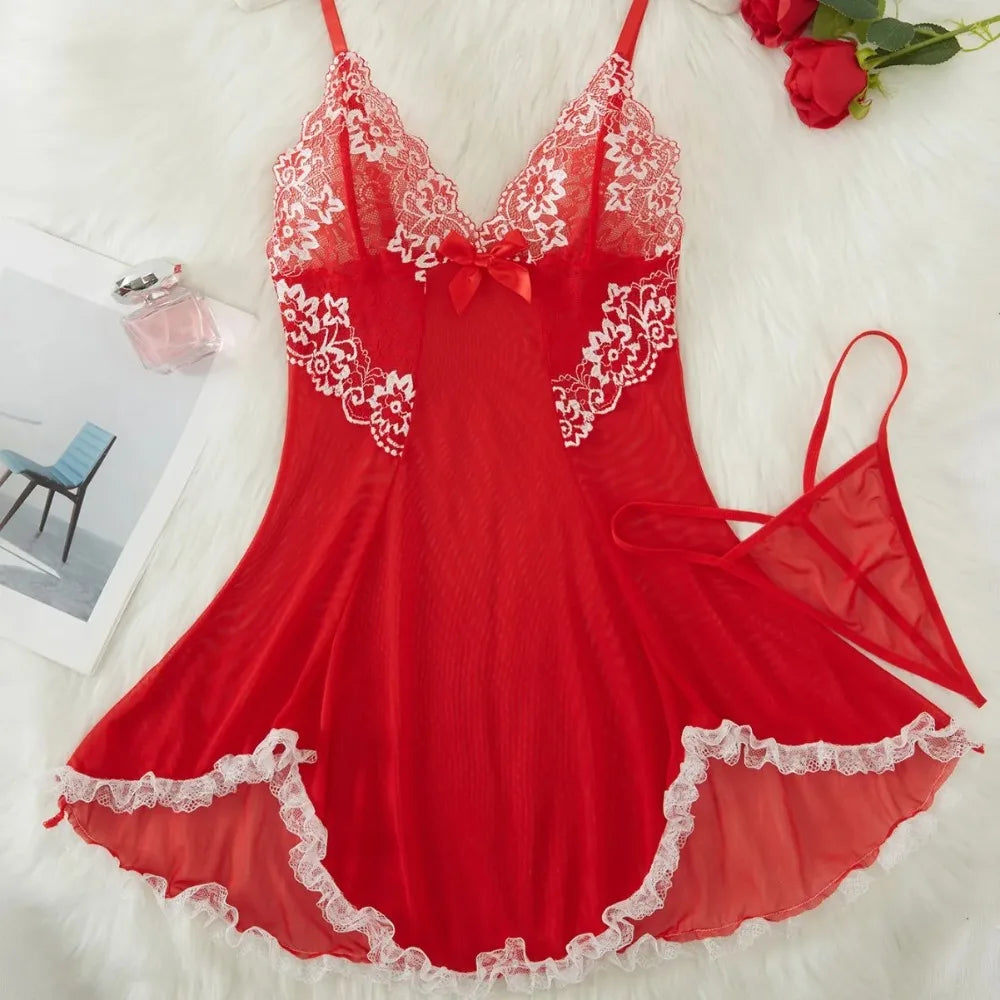 2025 Sexy Lingerie Set – European Lace Babydoll Nightwear, Sheer Teddies for Women