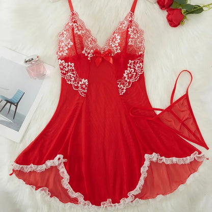 2025 Sexy Lingerie Set – European Lace Babydoll Nightwear, Sheer Teddies for Women