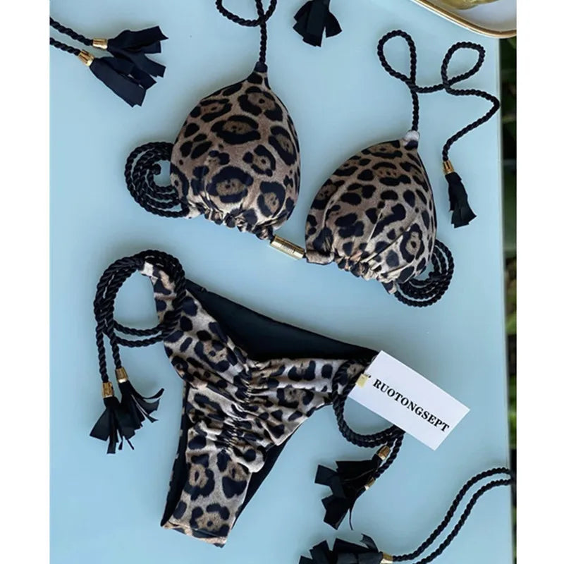 Sexy Swimsuit Women Triangle Bikinis Set Thong Bandage Swimsuits Solid Color bathing suit  Two Piece String Swimear Beach Wear