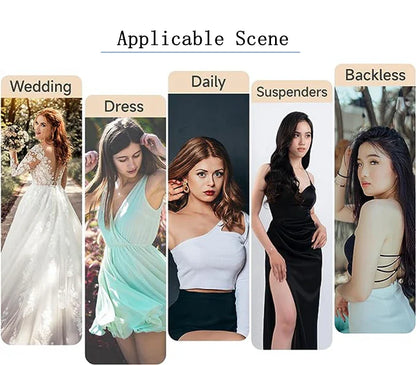 Invisible Adhesive Bra for Women Backless Strapless Push Up Sticky Silicone Wedding Underwear with Transparent Strap Reusable