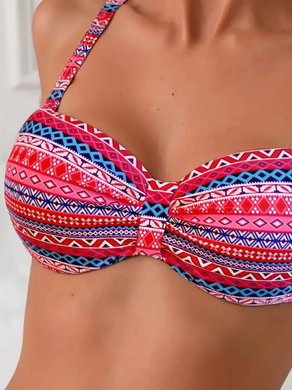 Sexy Print High Waist Bikini Women's Swimsuit Two Piece Strap Design Trendy Swimming Costume Female Fashionable Poolwear