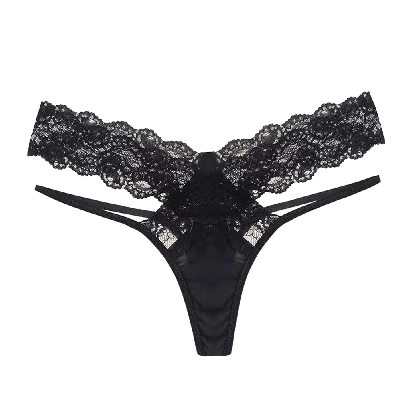 Sexy Embroidery Lace Mesh G-String Low Rise Hollow Out Thongs Transparent Plus Size T Back Hot Sexy Temptation Panties For Women