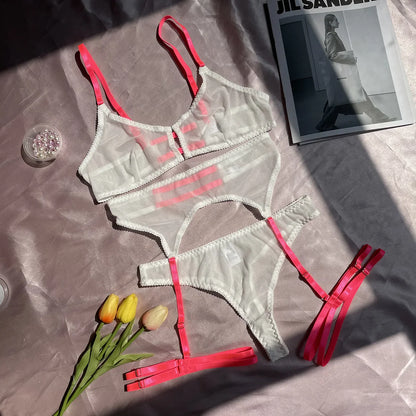 Lace Babydoll Open Bra Set Women's Intimates Sexy Bra G-String & Lingerie Sets Transparent Bralette Set Erotic Sexy Underwear