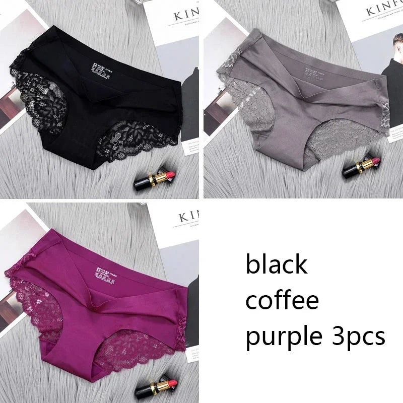 Set/lot Seamless WomenComfort Lace Briefs  Hollow Out Panties Set Underwear Low Rise Female Sport Panty Soft Lady Lingerie Sexy