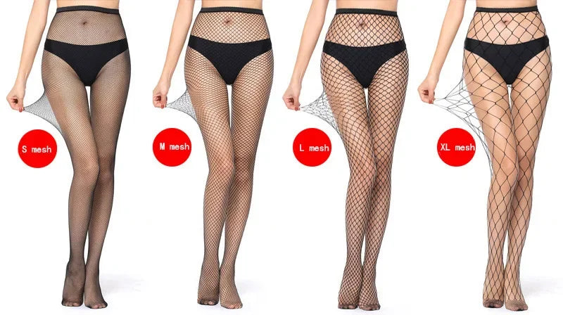 Hollow Out Sexy Pantyhose Black Women Fashion Tights Fishnet  Stockings Club Party Hosiery Female Lingerie Girls Thigh Mesh Sock