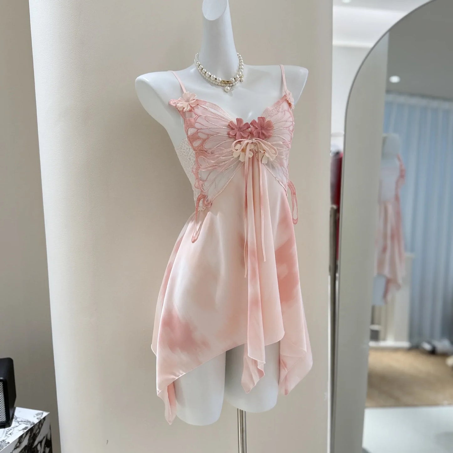 Fairy Elf Suspender Nightgown Lingerie Sexy Butterfly Lace Chemise Sleepwear Nightdress Homewear Summer New Women Nightwear