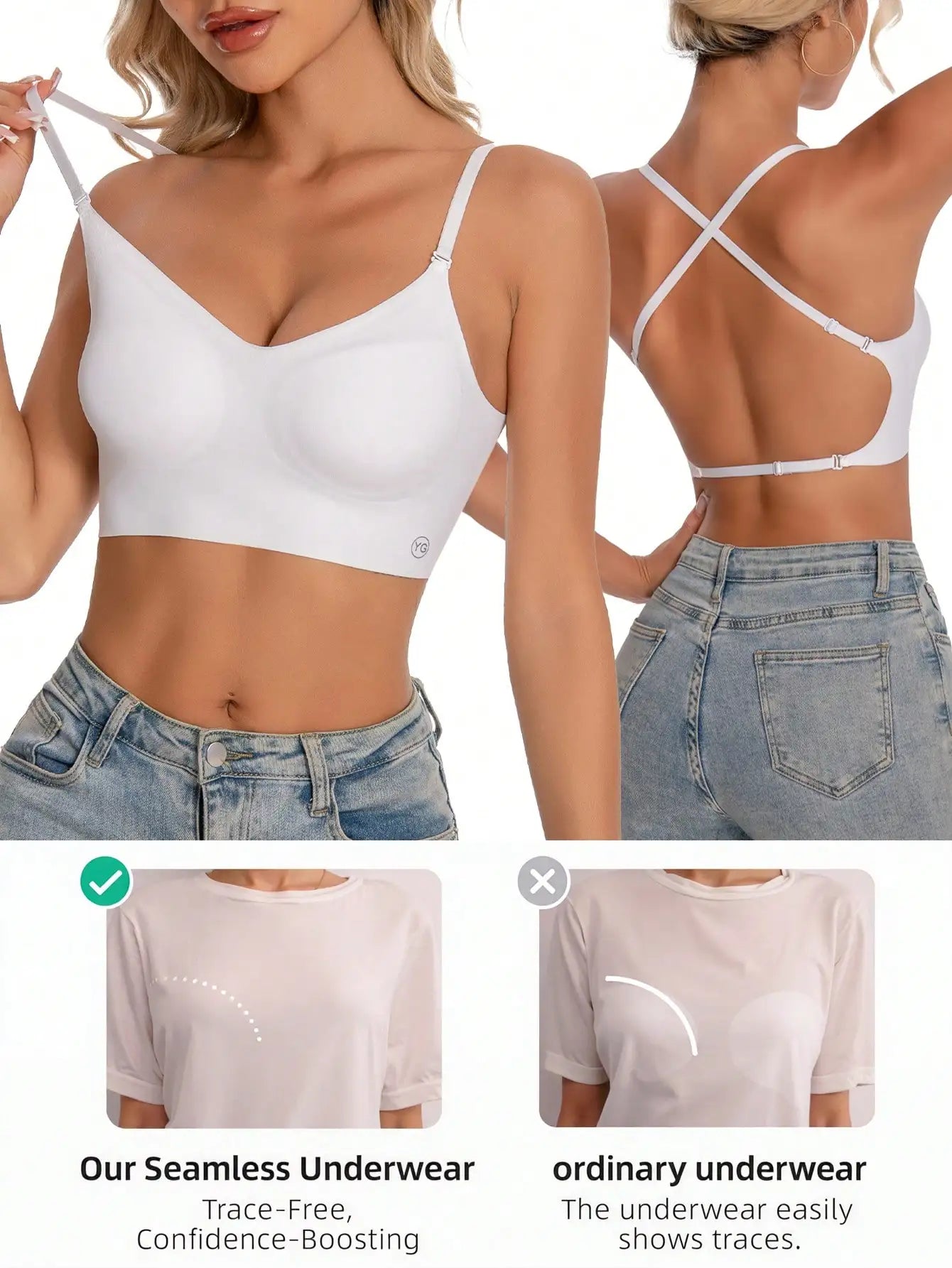 Women's Seamless Backless bra backless strapless underwear Summer bra,Bra For Wedding Dress