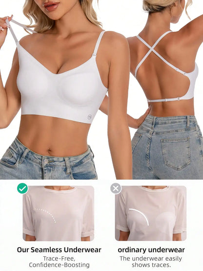 Women's Seamless Backless bra backless strapless underwear Summer bra,Bra For Wedding Dress