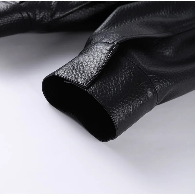 Street Stand Collar Women's Leather Jacket Loose Long Sleeve Zipper Pockets Chic Female Coats 2025 Autumn Winter Lady Outerwear