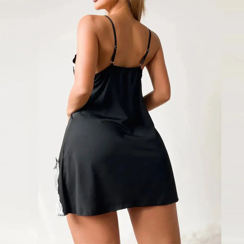 Plus Size Set Lace Bra And Thong Sets Sexy Dress Women's Lingerie V-Neck Nightgown Split Hem Soft Lingeries Female Clothes Hot