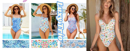 European and American Fashion Women's Water Sports Beach Outdoor Full-Body Print One-Piece Swimsuit for Women