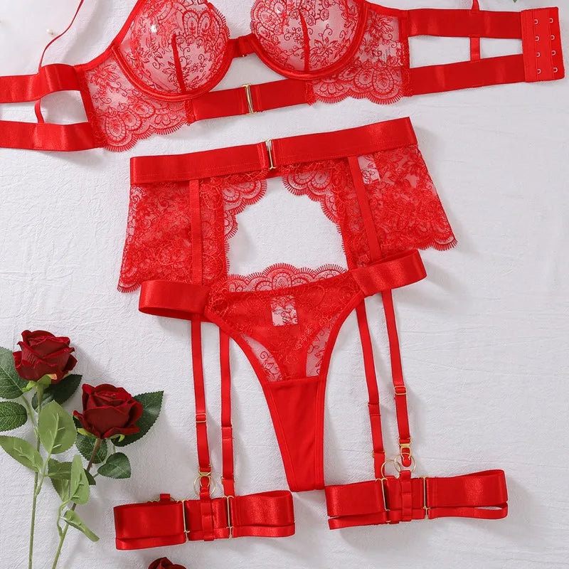 Two-piece Women's Set G-string Transparent Underwear Lolita Romantic Lingeries Set Sexy Bra and Panties Sets Lingerie for Woman