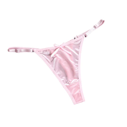 Sexy Women's Satin Soft G-Strings Thongs T-Panties Low Waist Bow Briefs Shorts Comfortable Female Underwear Трусы Женские