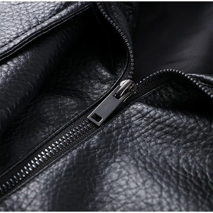 Street Stand Collar Women's Leather Jacket Loose Long Sleeve Zipper Pockets Chic Female Coats 2025 Autumn Winter Lady Outerwear